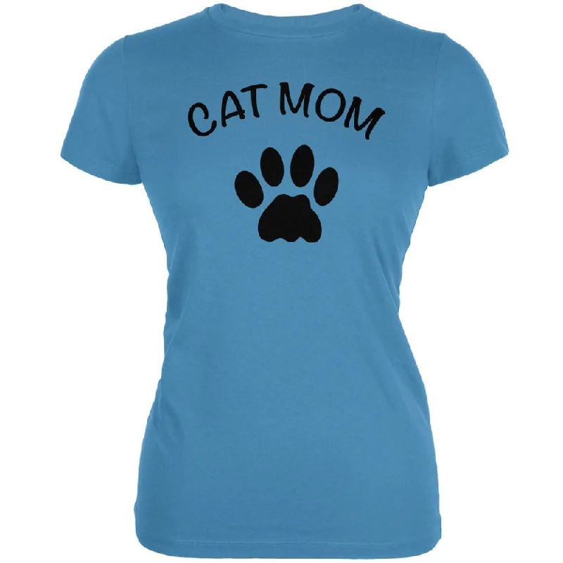 Blended Fabric T-ShirtsMother's Day - Cat Mom Aqua Juniors Soft T-Shirt