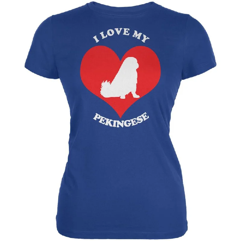 Athletic T-ShirtsValentines I Love My Pekingese Royal Juniors Soft T-Shirt