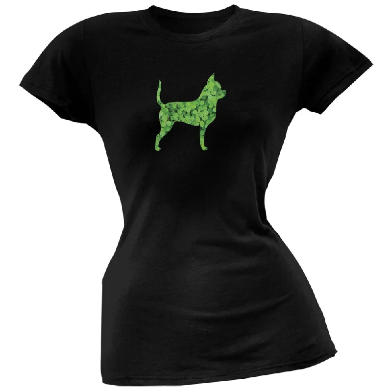 Hunting T-ShirtsSt. Patricks Day - Chihuahuas Shamrock Black Soft Juniors T-Shirt