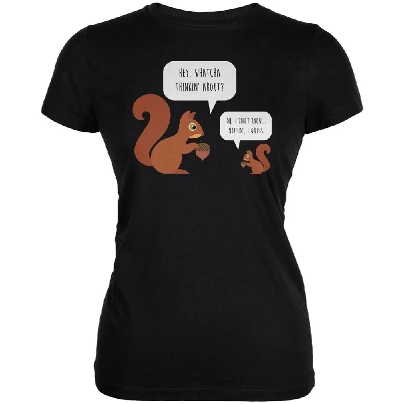 Embroidered T-ShirtsAutumn Squirrel Nut Pun Juniors Soft T Shirt