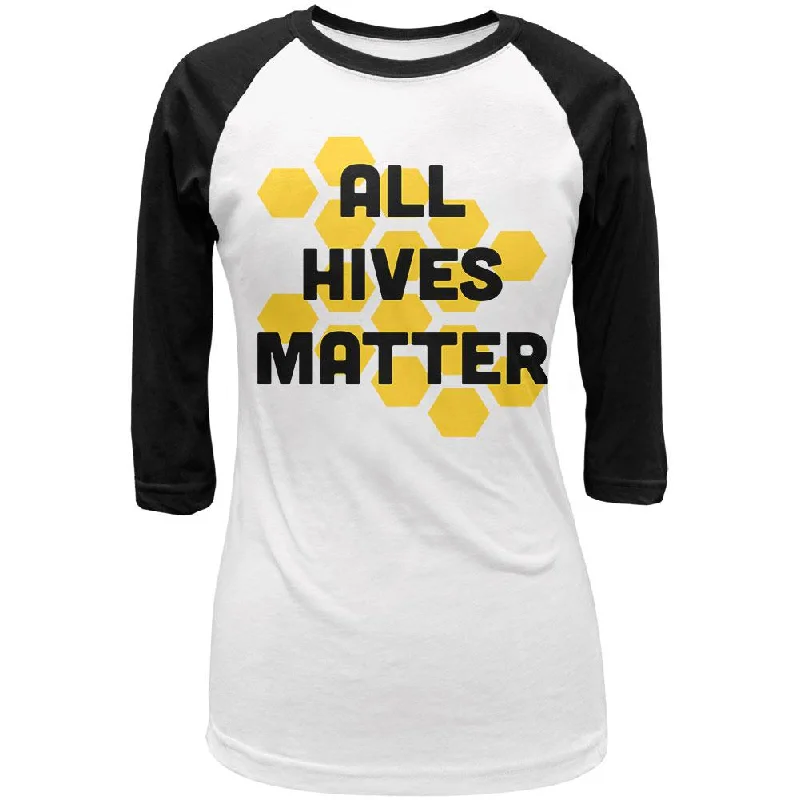 Hunting T-ShirtsHoney Bee All Hives Matter Honeycomb Juniors 3/4 Sleeve Raglan T Shirt