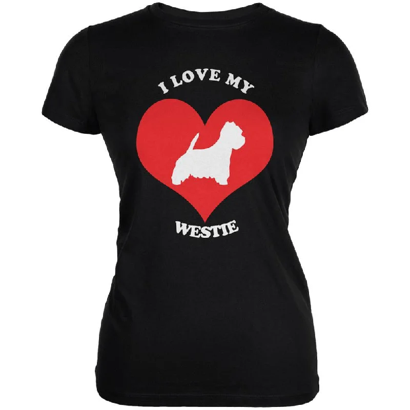 Jersey T-ShirtsValentines I Love My Westie Black Juniors Soft T-Shirt