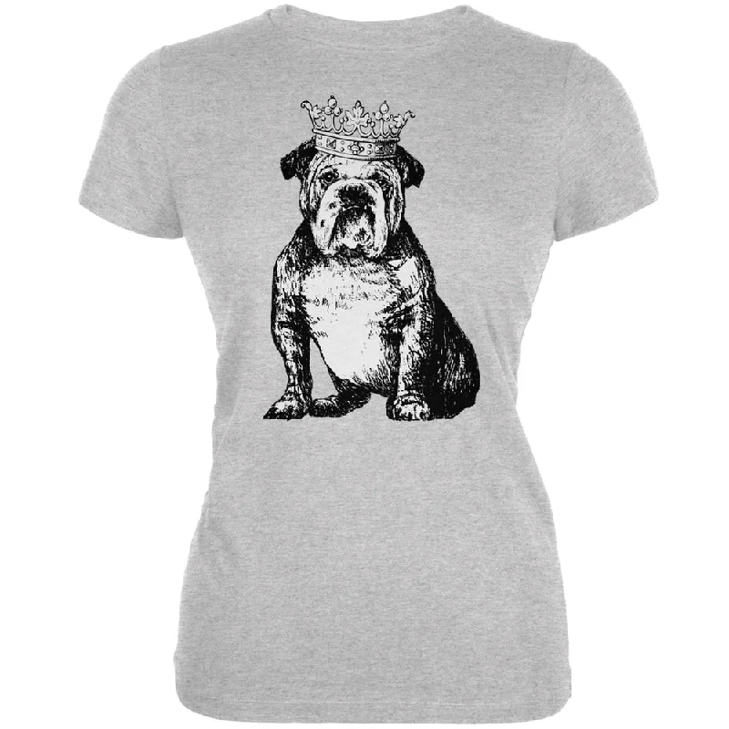 Thermal T-ShirtsBulldog Crown Heather Grey Juniors Soft T-Shirt