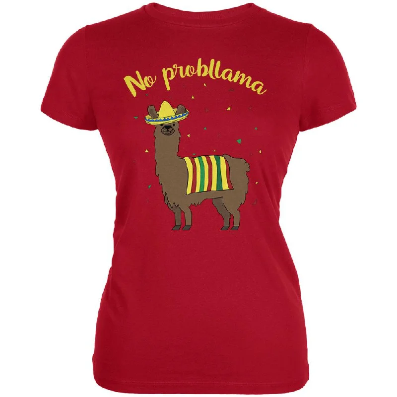 Metallic T-ShirtsCinco De Mayo Llama No Problem Problemo No Probllama Juniors Soft T Shirt