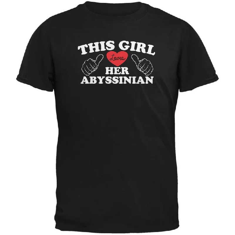 Recycled Fabric T-ShirtsValentines This Girl Loves Her Abyssinian Black Adult T-Shirt