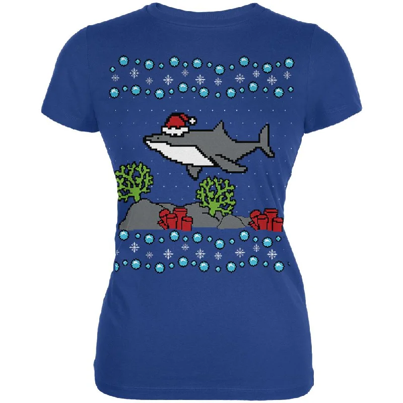 Vintage T-ShirtsUgly Christmas Sweater Shark Santa Hat Juniors Soft T Shirt