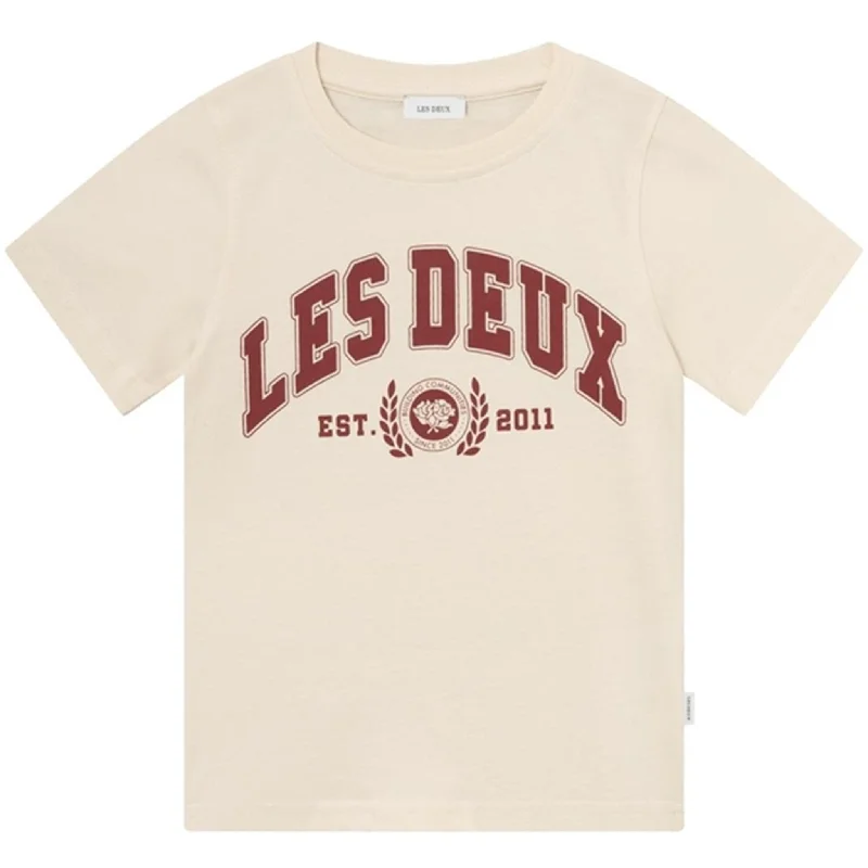 Slim Fit T-ShirtsLes Deux Kids Light Ivory/Burnt Red University T-Shirt