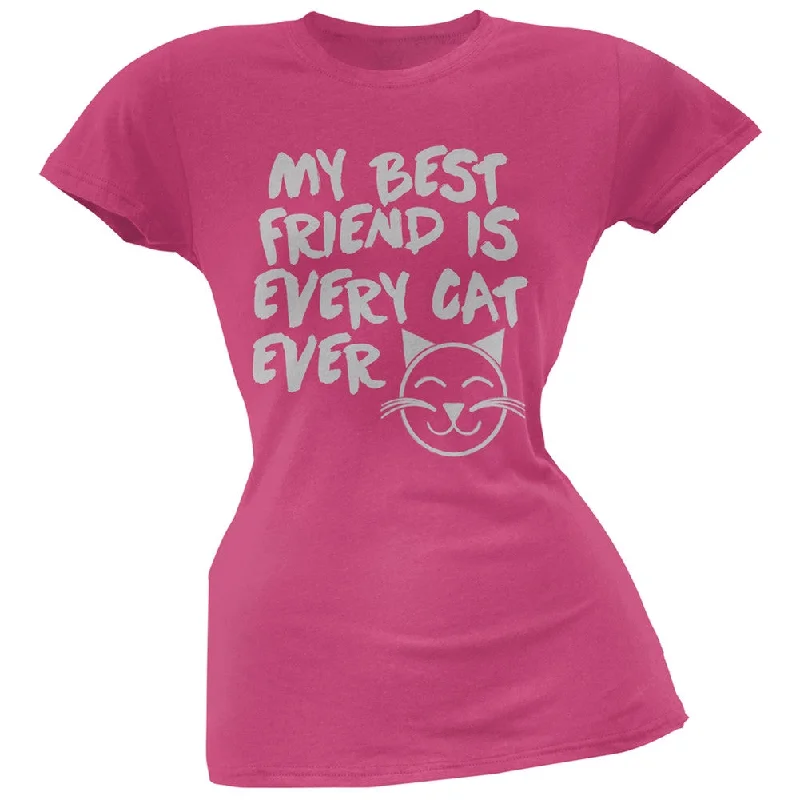 Longline T-ShirtsMy Best Friend Is Every Cat Ever Pink Soft Juniors T-Shirt