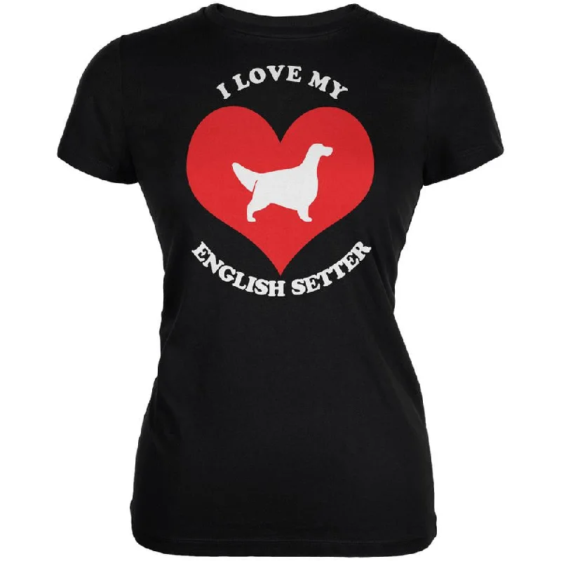 Running T-ShirtsValentines I Love My English Setter Black Juniors Soft T-Shirt