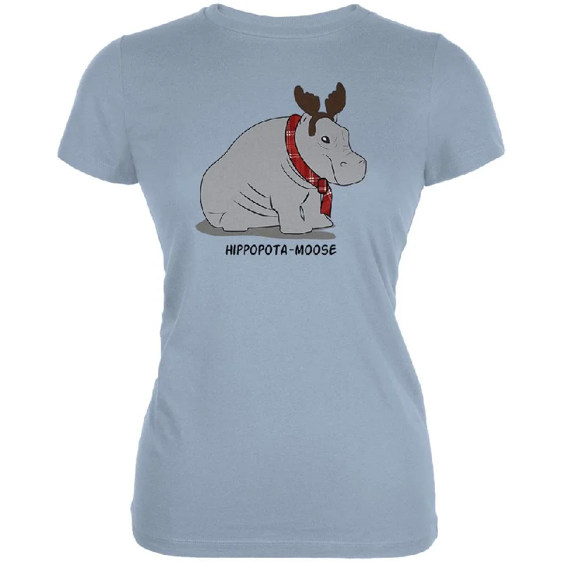 Ribbed Cuff T-ShirtsHippo Moose Hippopotamoose Funny Pun Juniors Soft T Shirt