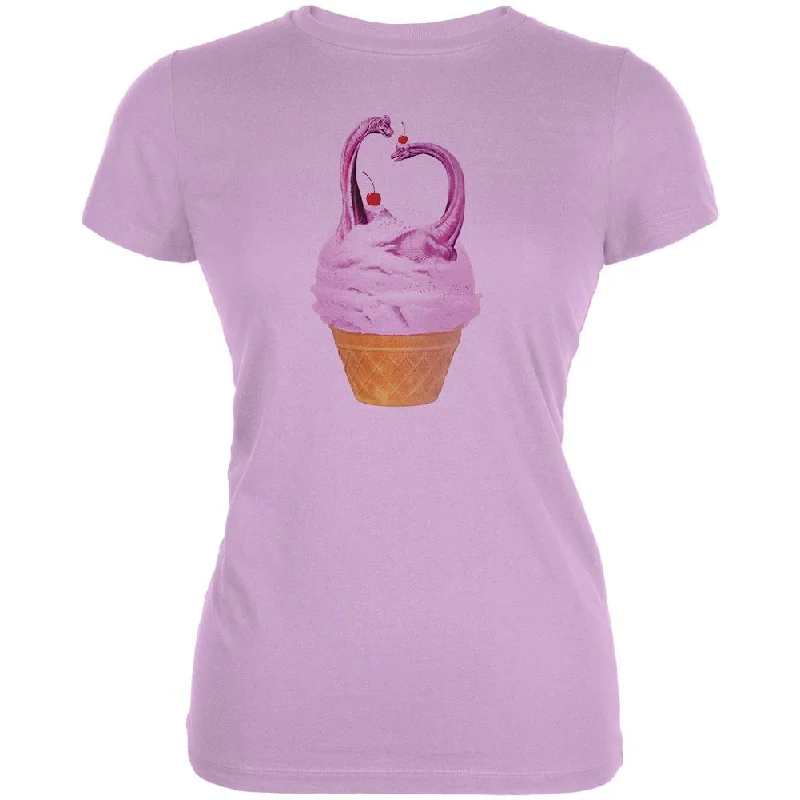 Mesh T-ShirtsIce Cream Cone Brachiosaurus Lilac Juniors Soft T-Shirt