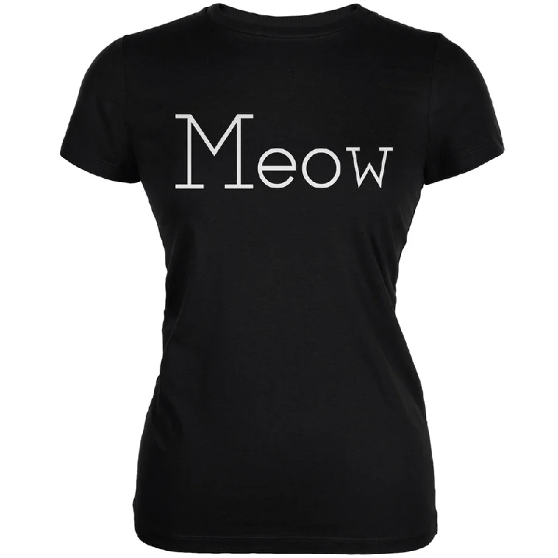 Asymmetrical T-ShirtsMeow Black Juniors Soft T-Shirt