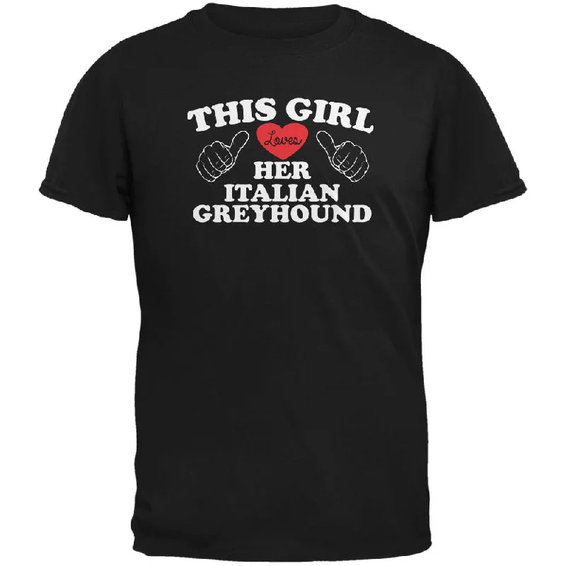 Mesh T-ShirtsValentines This Girl Loves Her Italian Greyhound Black Adult T-Shirt