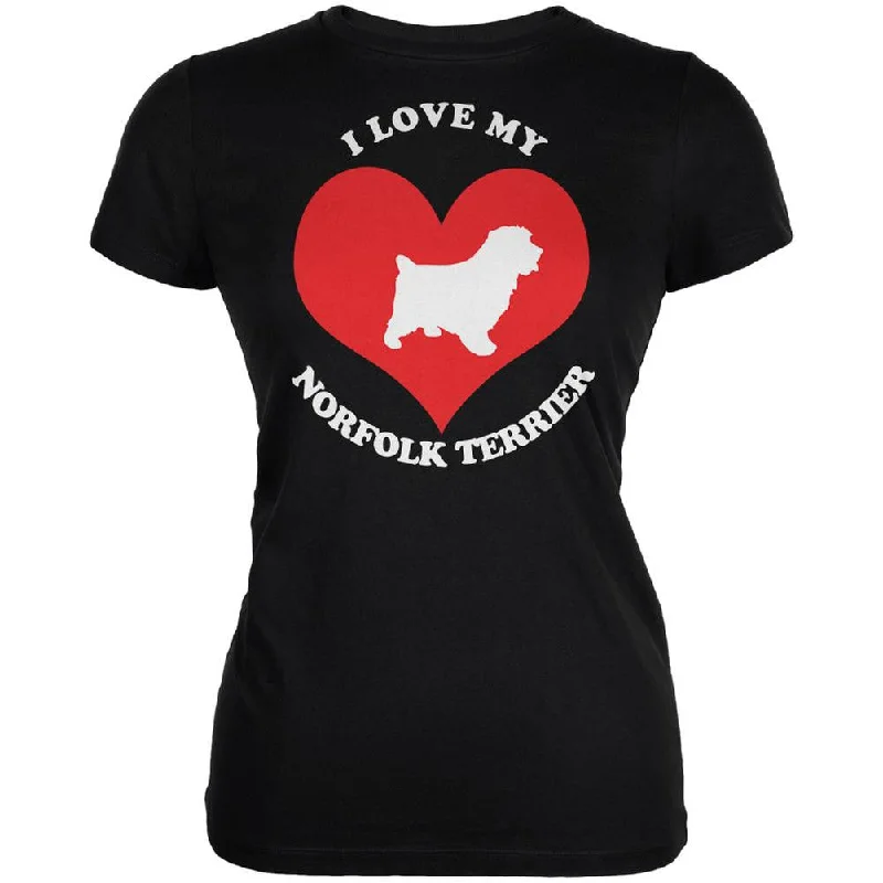 Embroidered T-ShirtsValentines I Love My Norfolk Terrier Black Juniors Soft T-Shirt