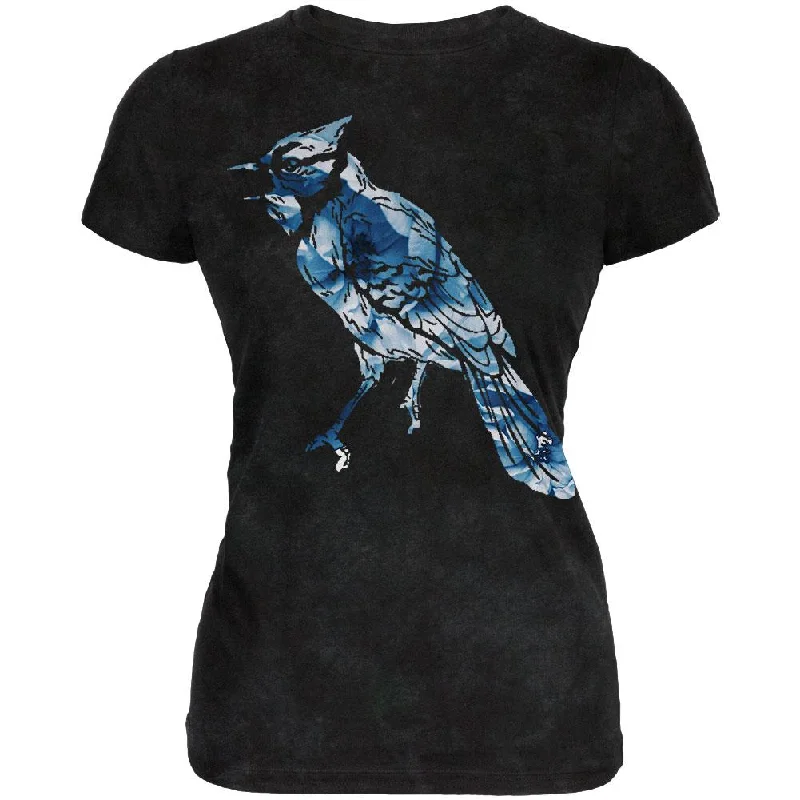 Leather-Paneled T-ShirtsSpring Flowers Blue Jay Bird Juniors Soft T Shirt