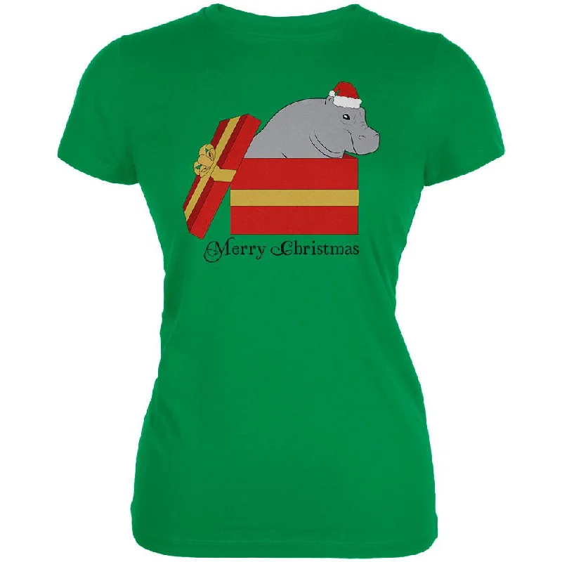 Cultural T-ShirtsMerry Christmas Hippo Hippopotamus Cute Juniors Soft T Shirt