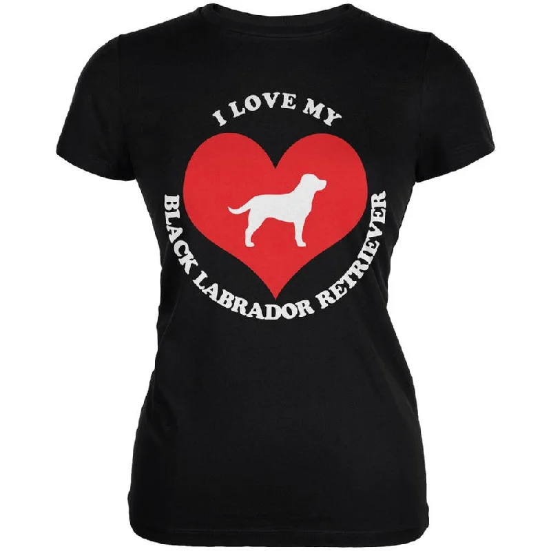 UV-Protection T-ShirtsValentines I Love My Black Lab Black Juniors Soft T-Shirt