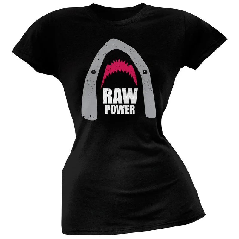 Fringed T-ShirtsShark Raw Power Black Juniors Soft T-Shirt