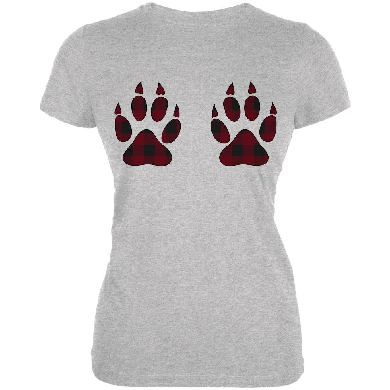 Formal T-ShirtsPlaid Bear Paw Boobs Juniors Soft T Shirt