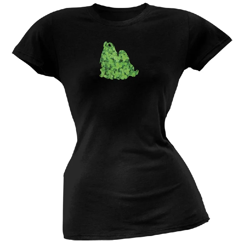 Streetwear T-ShirtsSt. Patricks Day - Shih Tzu Shamrock Black Soft Juniors T-Shirt