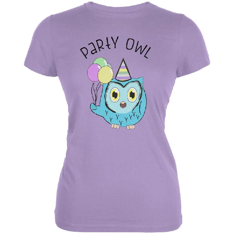 Cropped T-ShirtsParty Owl Funny Cute Juniors Soft T Shirt