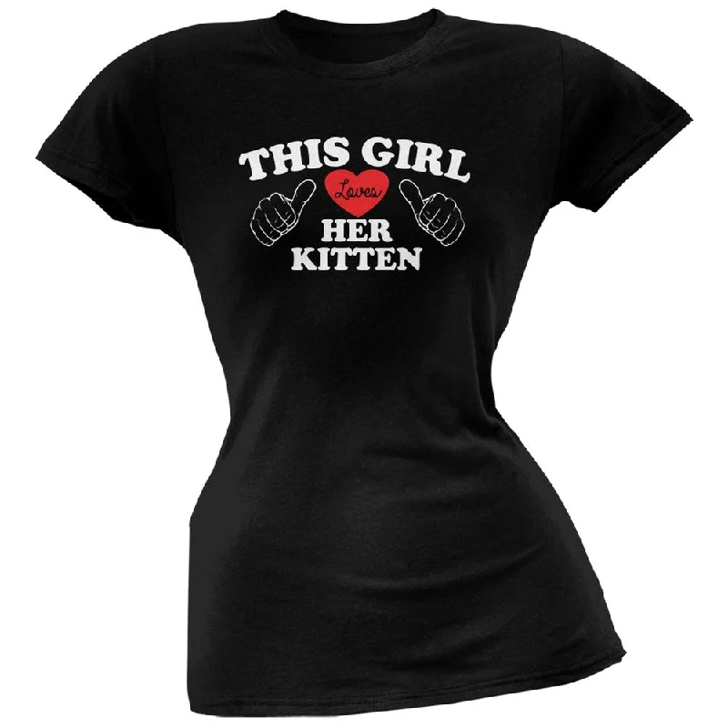 Thermal T-ShirtsThis Girl Loves Her Kitten Black Soft Juniors T-Shirt