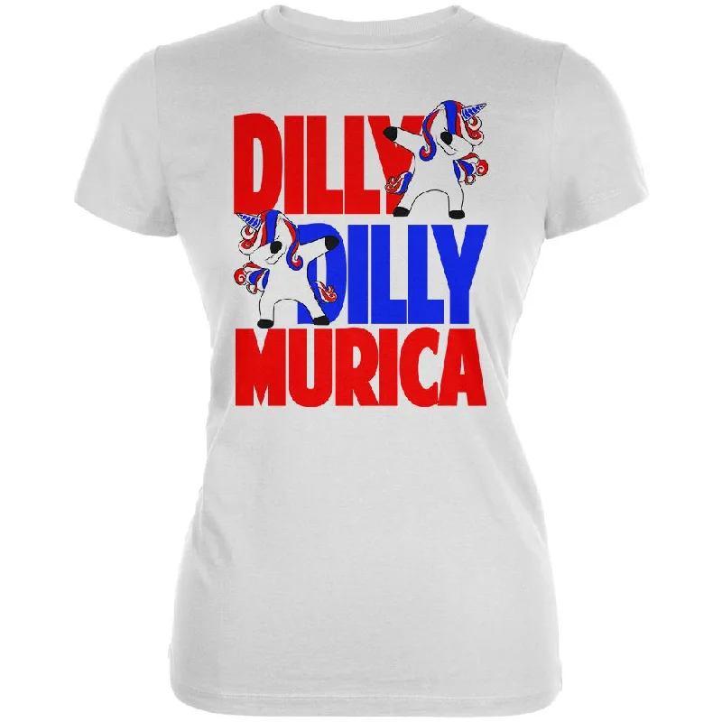 Studded T-Shirts4th of July Dilly Dilly Murica Dabbing Unicorn Juniors Soft T Shirt