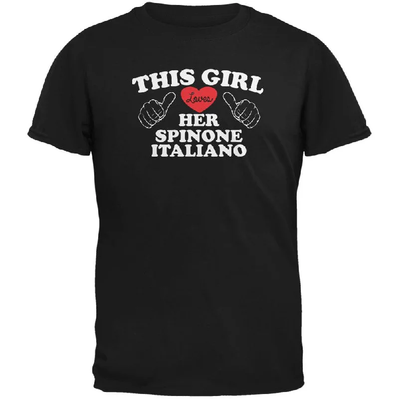 Linen T-ShirtsValentines This Girl Loves Her Spinone Italiano Black Adult T-Shirt