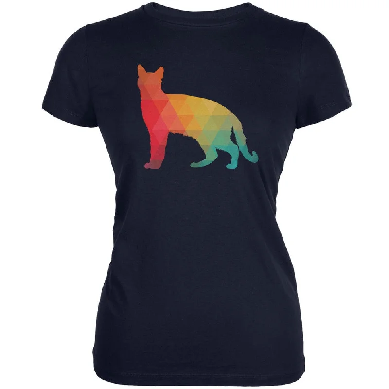 Silk T-ShirtsCat Geometric Navy Juniors Soft T-Shirt