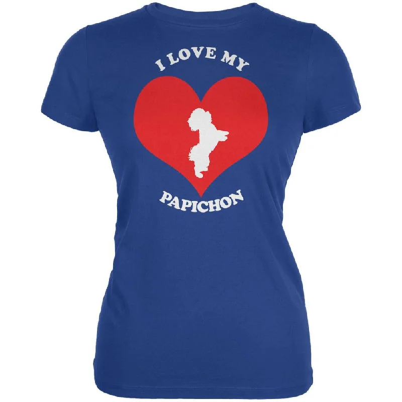 Blended Fabric T-ShirtsValentines I Love My Papichon Royal Juniors Soft T-Shirt