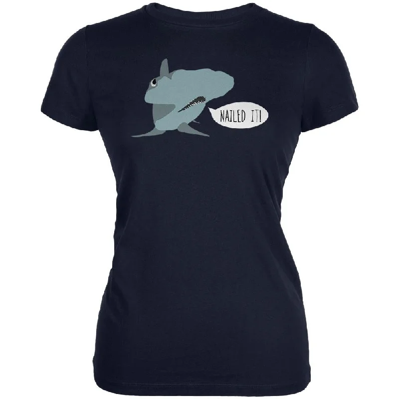 Off-Shoulder T-ShirtsShark Nailed It Hammerhead Funny Pun Juniors Soft T Shirt