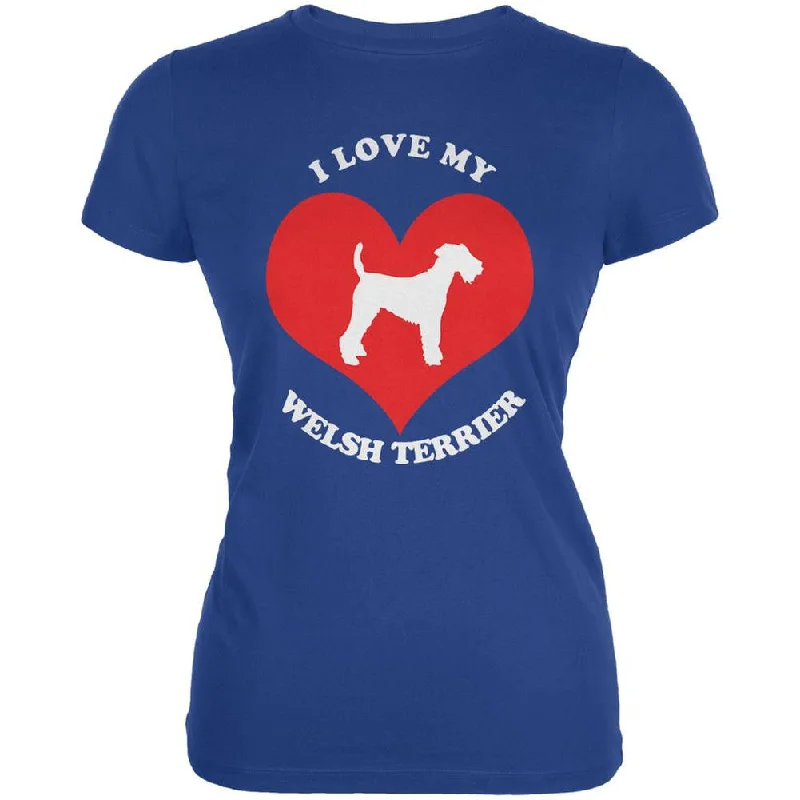 Distressed T-ShirtsValentines I Love My Welsh Terrier Royal Juniors Soft T-Shirt