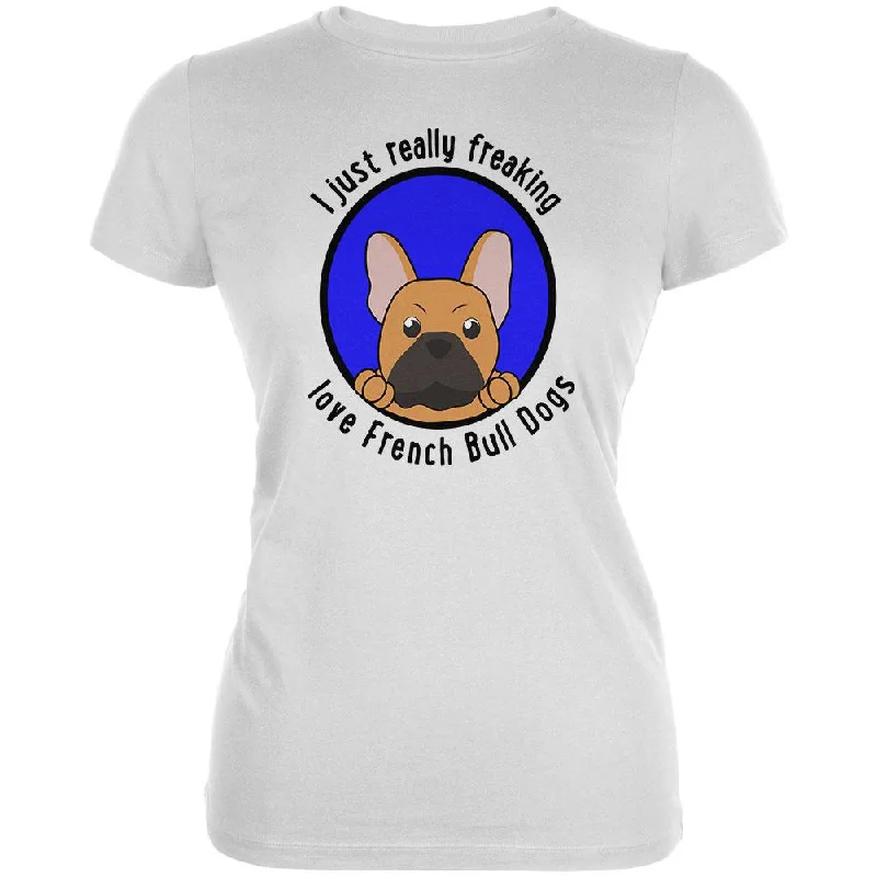 Designer T-ShirtsI Just Love French Bulldogs Juniors Soft T Shirt