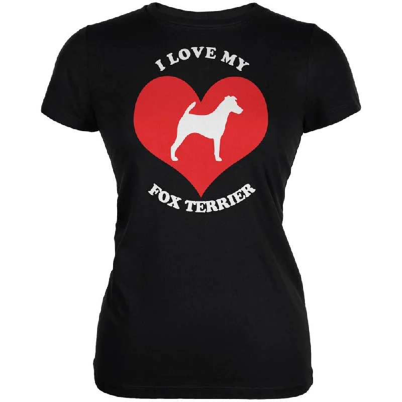 Skateboard T-ShirtsValentines I Love My Fox Terrier Black Juniors Soft T-Shirt