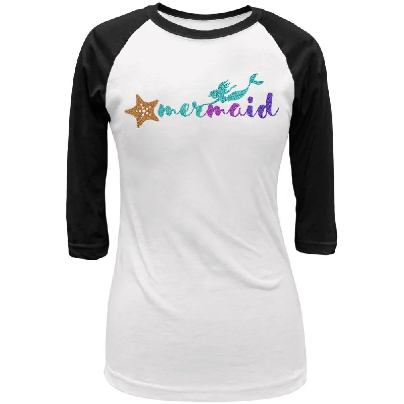 Zippered T-ShirtsSparkle Mermaid Juniors 3/4 Sleeve Raglan T Shirt