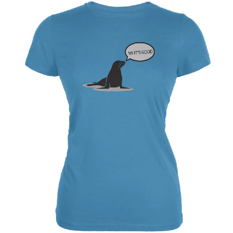 Striped T-ShirtsPAWS - Seal Of Approval Aqua Juniors Soft T-Shirt