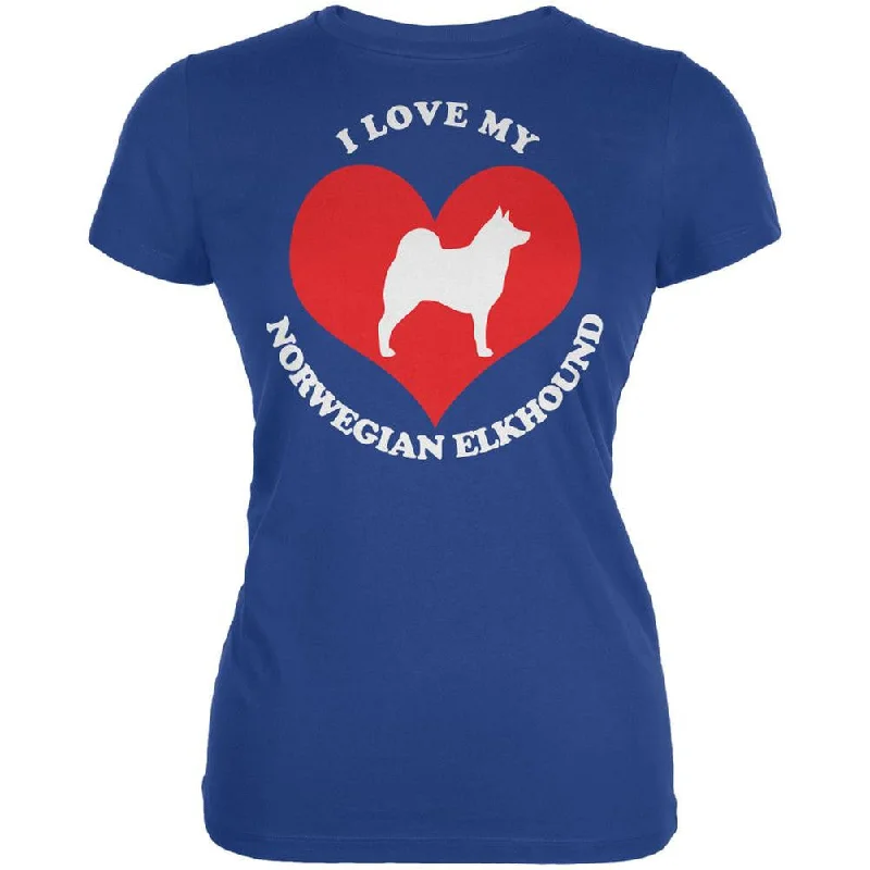 Linen T-ShirtsValentines I Love My Norwegian Elkhound Royal Juniors Soft T-Shirt