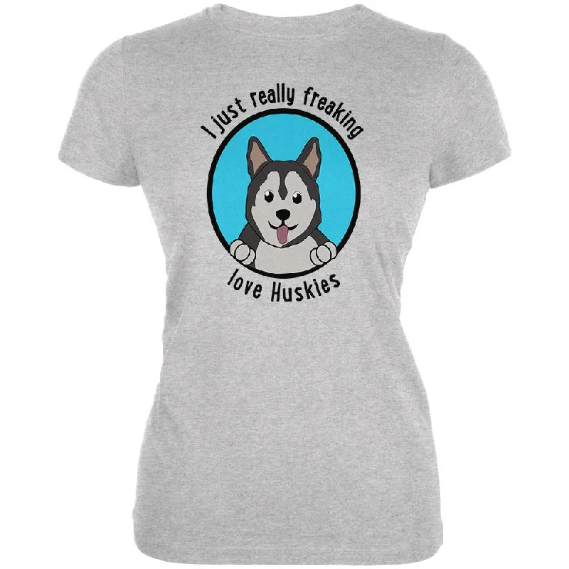 Hip-Hop T-ShirtsI Just Love Huskies Dog Juniors Soft T Shirt