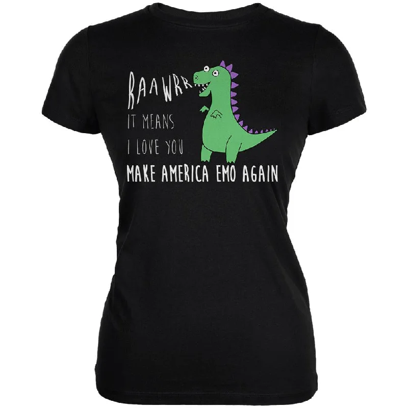 Polyester T-ShirtsMake America Emo Again Rawr I Love You Dinosaur Juniors Soft T Shirt