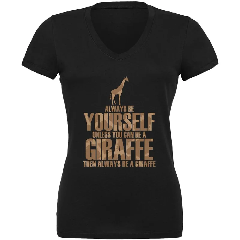 Reflective T-ShirtsAlways Be Yourself Giraffe Juniors V-Neck T Shirt