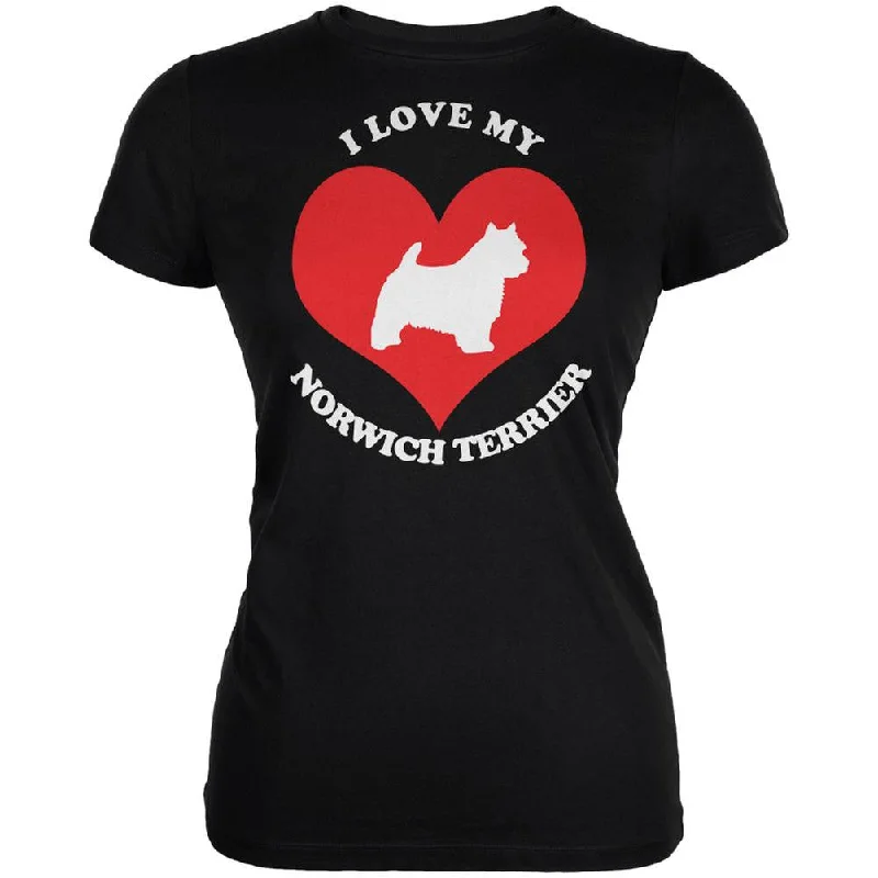 Bamboo T-ShirtsValentines I Love My Norwich Terrier Black Juniors Soft T-Shirt