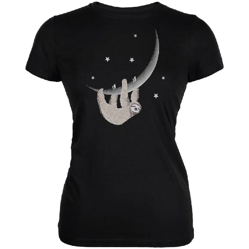 Layered T-ShirtsSloth Hanging from the Moon Crescent Juniors Soft T Shirt