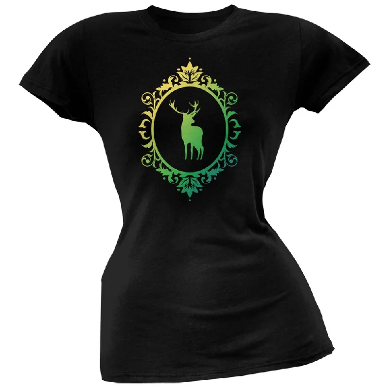 Quick-Dry T-ShirtsDeer Silhouette Black Soft Juniors T-Shirt