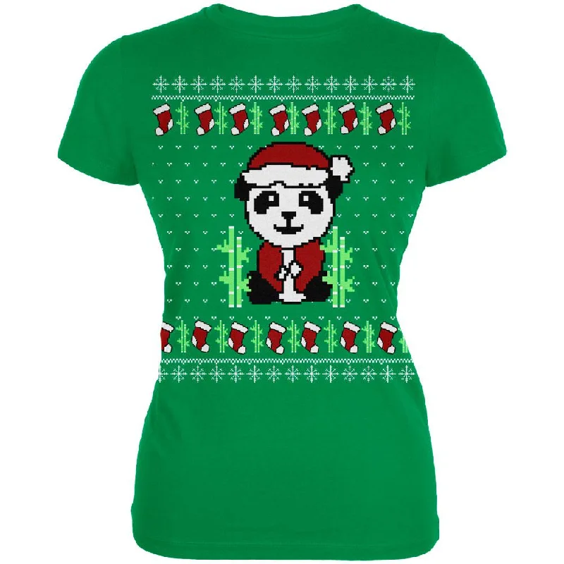 Silk T-ShirtsUgly Christmas Sweater Panda Juniors Soft T Shirt