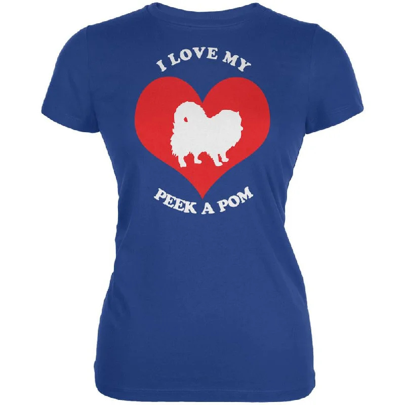 Waterproof T-ShirtsValentines I Love My Peek A Pom Royal Juniors Soft T-Shirt