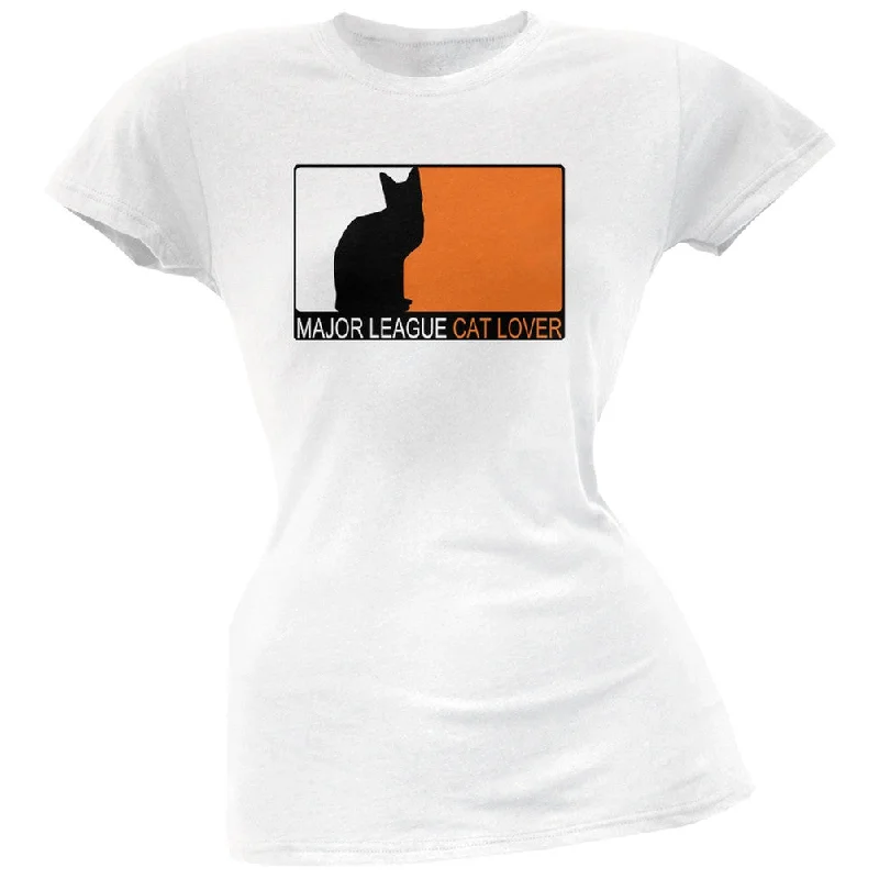 Lounge T-ShirtsMajor League Cat Lover White Juniors Soft T-Shirt