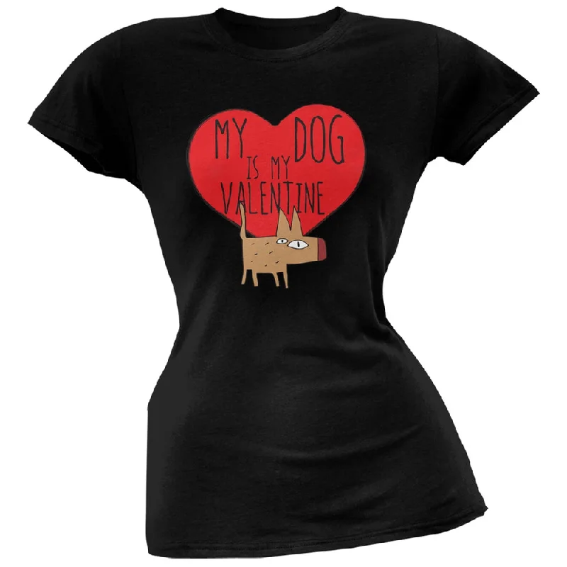 Sleep T-ShirtsValentine's Day - My Dog Is My Valentine Black Soft Juniors T-Shirt