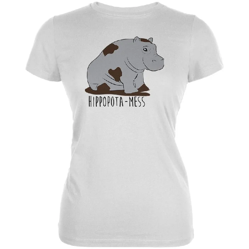 Ruffled T-ShirtsHippo Mess Hippopotamess Funny Pun Juniors Soft T Shirt