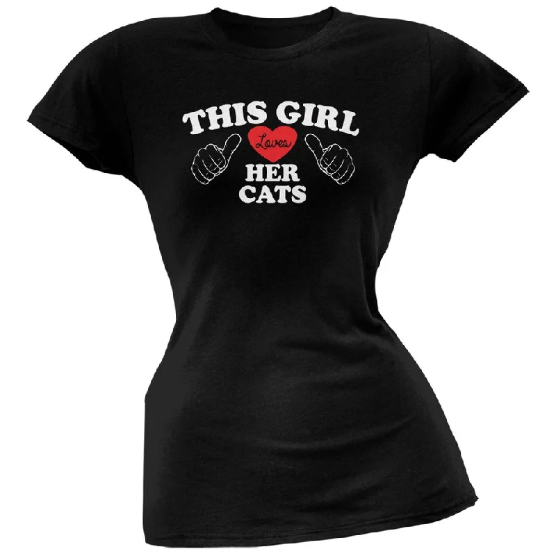 Vintage T-ShirtsThis Girl Loves Her Cats Black Soft Juniors T-Shirt