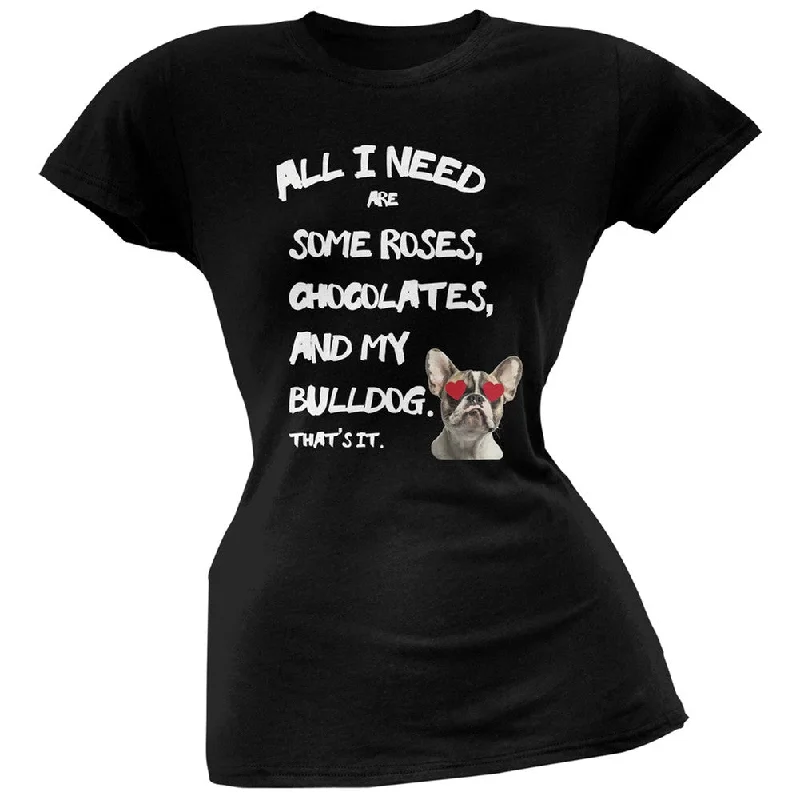 Fishing T-ShirtsValentine's Day - All I Need Is My French Bulldog Black Juniors T-Shirt